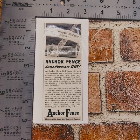 1950 Anchor Fence Ad - Keep Nuisances OUT! No Short Cuts Across Vtg Print Advert - Picture 3 of 6